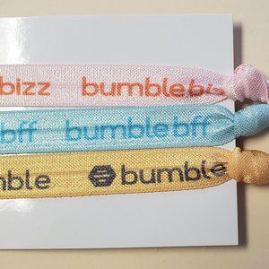 Bumble Dating Site App Yellow Blue Pink Set of 3 Hair Ties Ponytail Holders